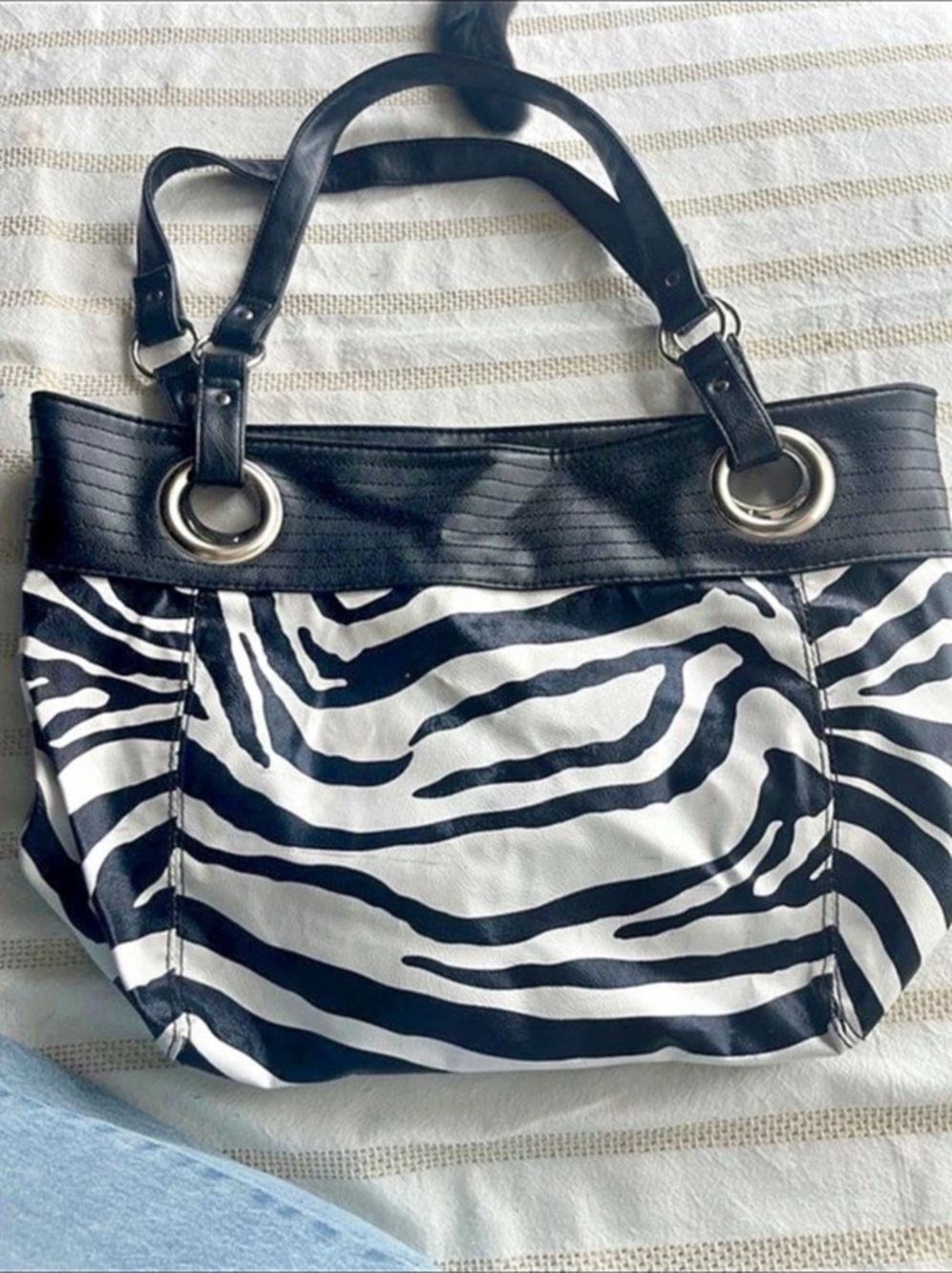 Zebra Print Tote in Black & White